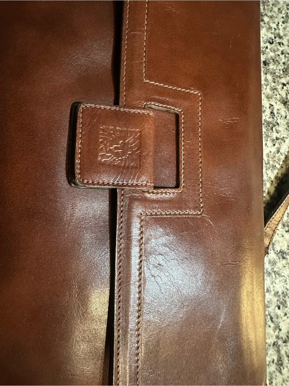 Anne Klein vintage Brown Leather Crossbody Bag Classic Leather case lap top bag